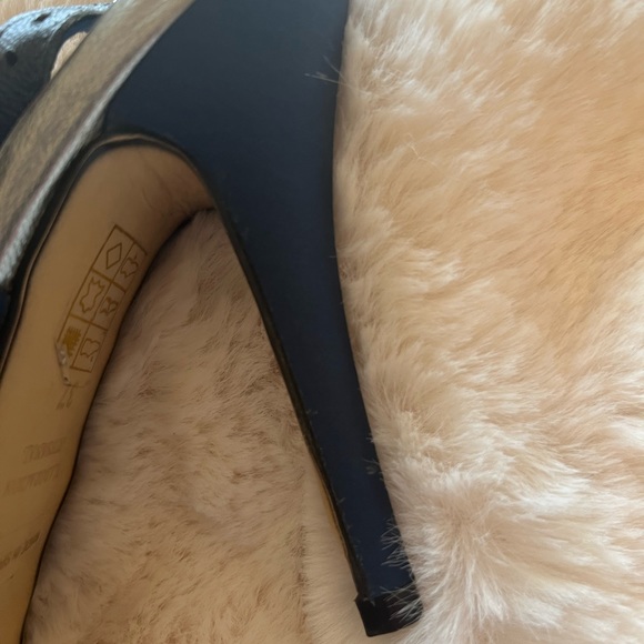 Pedro Miralles navy satin sling backs - Picture 9 of 16